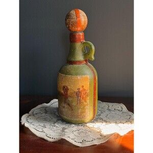 Vintage 60s Italian Leather Wrapped Golf Decanter Fausto Corduri Florence Italy